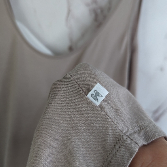 Victoria Secret Tank Top Small Brown Cross Cross Back White Strappy Soft Cut Out - Picture 8 of 11